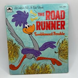 Vintage 1971 A Golden Tell-A-Tale Book The Road Runner Tumbleweed Trouble